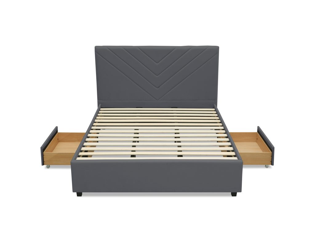 Biagio Queen European Size Bed Frame with 2 Drawer — Homemaker