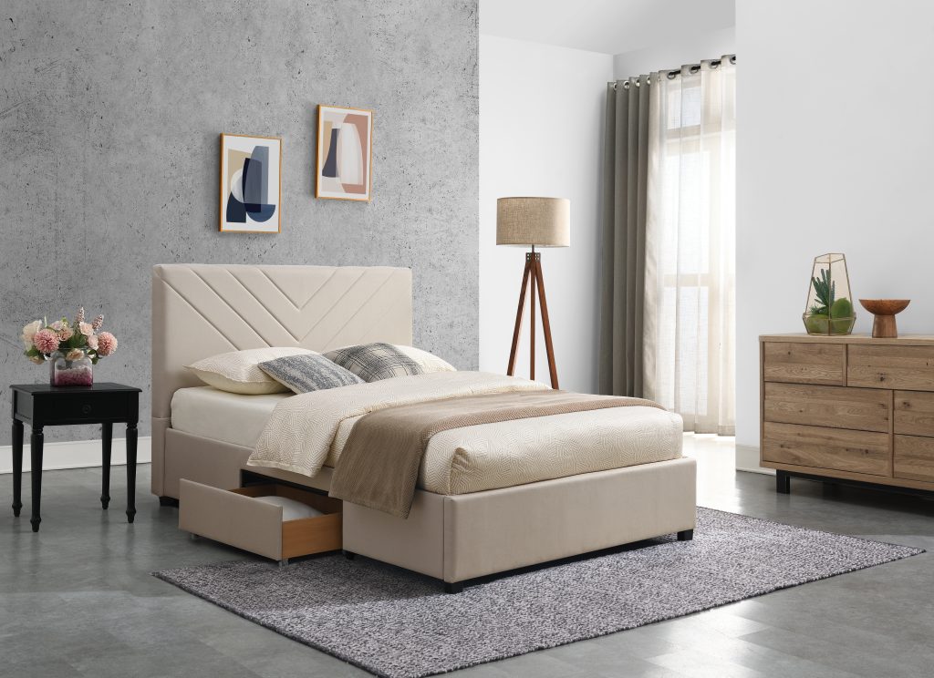 Biagio Double Size Bed Frame with 2 Drawer — Homemaker Furniture Store