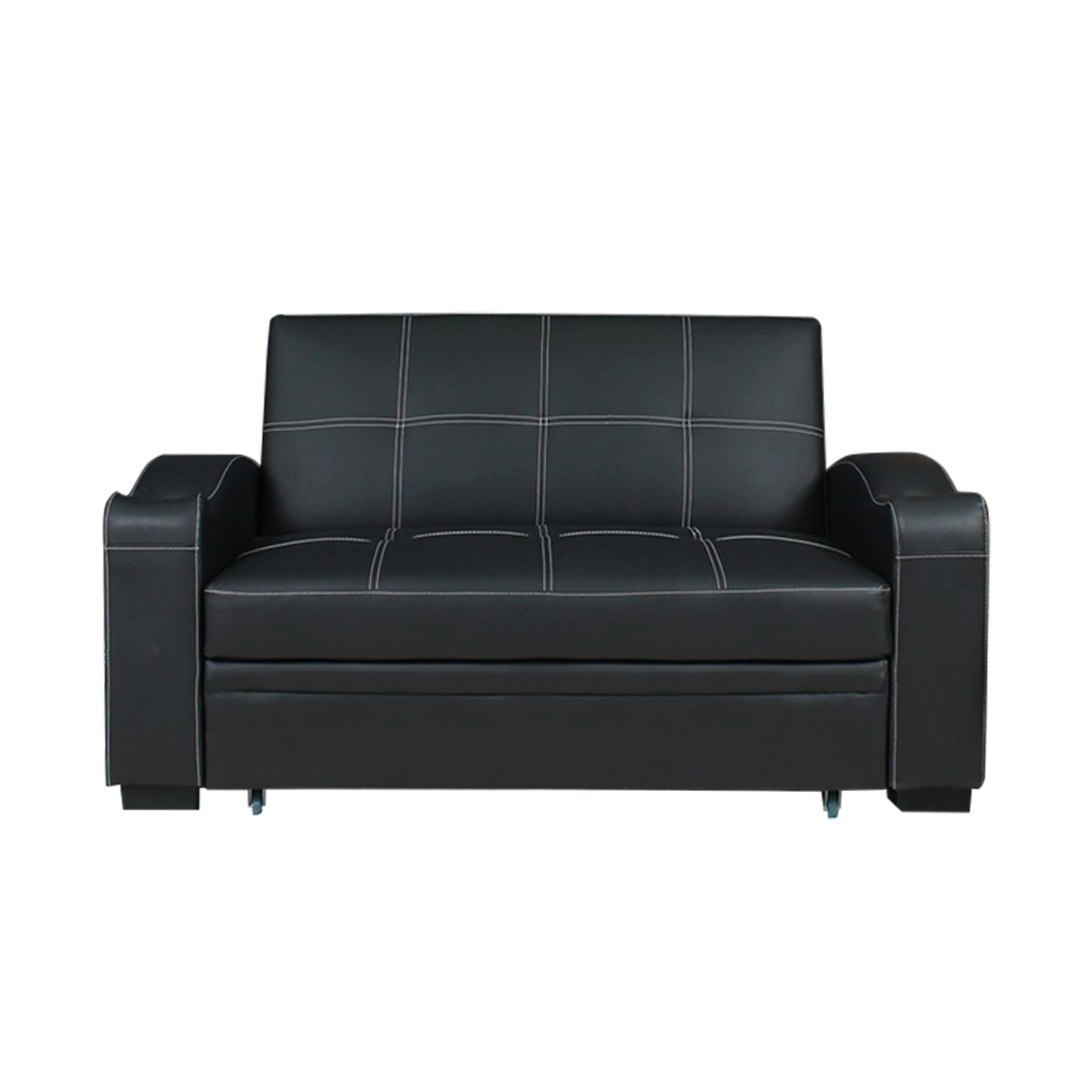 Swing 2-Seater Synthetic Leather Sofabed with Cupholders and Pocket