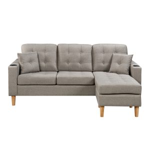 New Karla 3-Seater Sofa Fabric with Ottoman and Cupholders